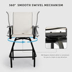 LEVELEVE Patio Bar Set 4pcs Swivel Bar Stools Outdoor Bistro Textilene - Image 4