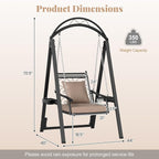 Tangkula Porch Swing with Stand, Outdoor Patio Swing with Heavy-Duty Metal Frame - Image 5