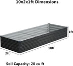 10x2x1 ft Galvanized Raised Garden Bed, Outdoor Planter Box Metal Patio Kit - Image 2