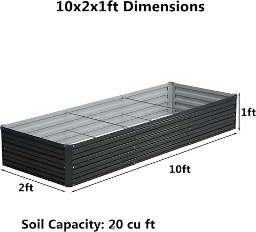 10x2x1 ft Galvanized Raised Garden Bed, Outdoor Planter Box Metal Patio Kit - Image 2