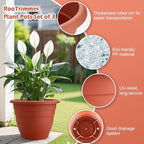 3 Pack Large 16 Inch Plastic Plant Pots - Image 3
