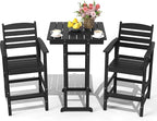 3-Piece Adirondack Bar Table and Chair Set, HDPE All-Weather Bar Height Chairs by NAVINE