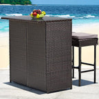 Tangkula Patio Bar Set, 3 Piece Outdoor Rattan Wicker Bar Set - Image 9