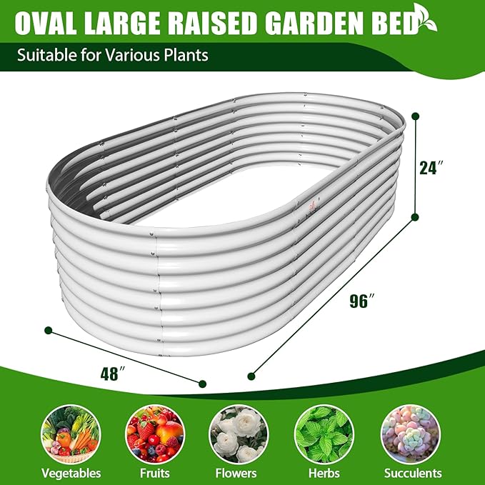 A ANLEOLIFE 4-Set 8X4X2 ft Galvanized Raised Garden Bed Kit, Oval Metal Deep - Image 3