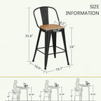 Outdoor Metal Bar Stools Set of 4, 24 inch Barstools Counter Height Bar Stool - Image 3