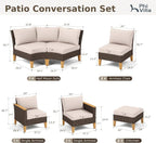 PHI VILLA 7-Piece Curved Patio Furniture Set, Half-Moon Wicker Sectional - Image 2
