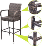 Homall Patio Bar Stools Wicker Barstools Indoor Outdoor Bar Stool Patio - Image 4