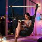 MoNiBloom Hammock Chair Hanging Rope Swing w/2 Cushions, Boho Macrame Hanging - Image 7