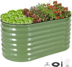 24" Tall Galvanized Raised Garden Bed Outdoor, Large Oval Raised Beds by BIRDSINYARD