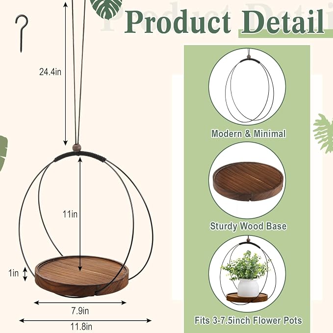 3 Pack Hanging Planters for Indoor Black Plant Hanger - Image 2