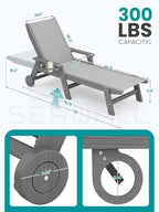 SERWALL Patio Chaise Lounge Chair, 5 Positions Outdoor Lounger - Image 3