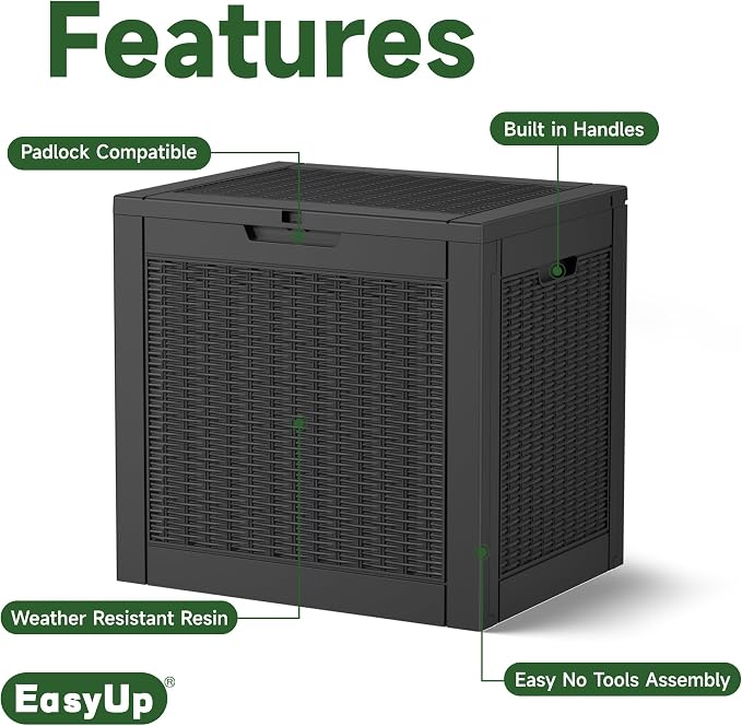 EasyUp 30 Gallon Resin Deck Box, Patio Outdoor Deck Box - Image 3