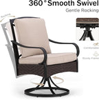 PHI VILLA Outdoor Dining Set for 6, All-Weather Patio Table and Chairs Set - Image 7