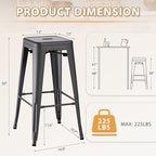 Furmax 30 Inch Metal Bar Stools Set of 4, Counter Height Backless Stools - Image 3