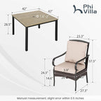 PHI VILLA 5-Piece Outdoor Dining Set, Heavy Duty Patio Table and Chairs Set - Image 2