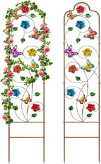2 Pack Metal Garden Trellis Arched Fence Trellises by YADOOLIFE