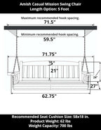 Amish Heavy Duty 800 Lb Mission Treated Porch Swing - Image 2