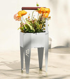 Planter with Stand, Metal 2 in 1 Portable Planter with Grow Bags & Handle by SculptingLightGarden