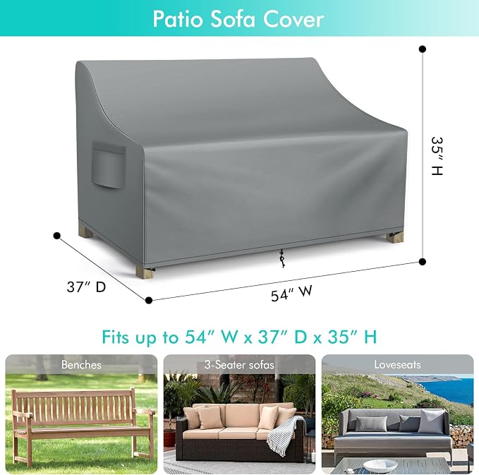 WLEAFJ Patio Sofa Cover Waterproof, Outdoor Loveseat Cover, Heavy Duty Outdoor - Image 2