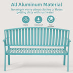 Outdoor Bench Weatherproof Aluminum Patio Garden Bench, Patio Loveseat - Image 3