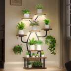 Plant Stand Indoor with Grow Light, 8 Tiered 48" Small Plant Shelf, Corner by Tovve