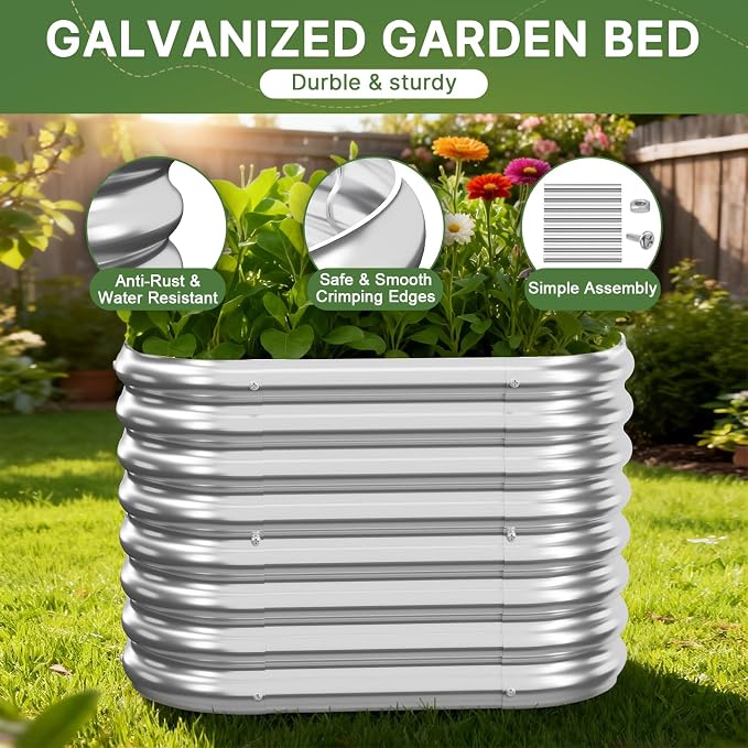 4 PCS Galvanized Raised Garden Bed Outdoor, Metal Garden Bed - Image 5