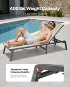 VEVOR Outdoor Chaise Lounge Chair Set of 2, 400 lbs Weight Capacity, Foldable - Image 4