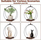 2 Pack Hanging Planters for Indoor Outdoor Plants, 12 Inch Sturdy Wood Base - Image 6