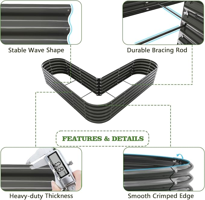 A ANLEOLIFE Set of 6, 18 Inch Tall Quartz Grey Raised Garden Beds Kit, - Image 6