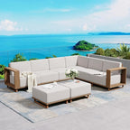 L Shaped Patio Furniture, Outdoor Rattan Wicker Sectional Sofa by SUNSHINEVALLEY