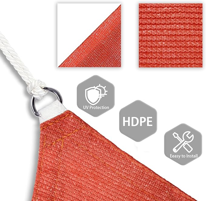 Patio Paradise 16' x 16' x 15'10" Sun Shade Sail Triangle Canopy, Permeable - Image 3
