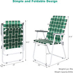 VINGLI Patio Lawn Webbed Folding Chairs Set of 2, Outdoor Beach Chair Portable - Image 4