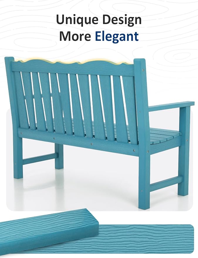 Outdoor Bench Set of 2, Weatherproof Garden Benches - Image 7