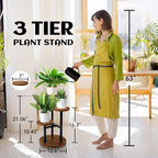 AUGOSTA 3 Tier Plant Stand, Tall Metal Wood Shelf Holder - Image 2