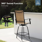 MFSTUDIO 3 Piece Outdoor Swivel Bar Set, Outdoor Bar Table and Chairs Set - Image 3