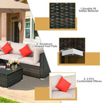 Tangkula 5 Pieces Patio Rattan Furniture Set, Outdoor Sectional Rattan Sofa Set - Image 6