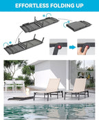 Aluminum Chaise Lounge Chair Outdoor, Foldable Patio Lounge Chair Assemble-Free - Image 3
