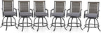 PHI VILLA Outdoor Swivel Bar Stools Set of 6, Rattan Backrest and Wood-Like by PHIVILLAThepioneerofcomfortablehouseholdsupplies