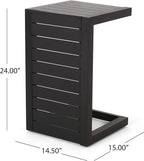 Christopher Knight Home Jesse Coral Outdoor Modern Aluminum C-Shaped End Table - Image 3