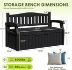Greesum 80 Gallon Outdoor Storage Bench, Resin Patio Furniture - Image 3