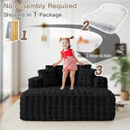 56" W Oversized Chaise Lounge Chair Indoor, Plush Faux Fur Sleeper Couch Sofa - Image 8