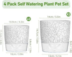 Self Watering Pots for Indoor Plants, 4/5.5 Inch Crackle Pattern Planters - Image 2
