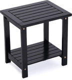 2-Tier Adirondack Side Table – Weather Resistant Wooden End Table, Rectangular by AN68-Home-Clicknow