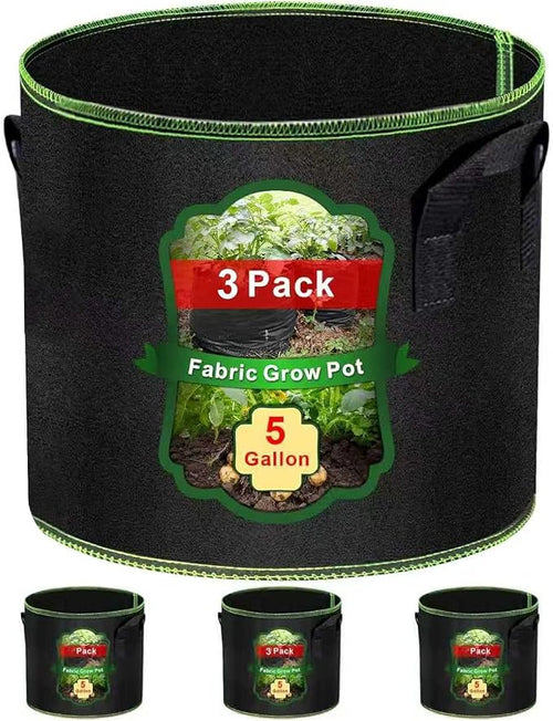 5 Gallon Grow Bags-3 Pack, Thickened Nonwoven Fabric Aeration Planter Bags by Createagardenyoulove