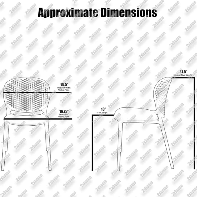 2xhome Patio Dining Chair | Modern Stackable Outdoor Pool Side Chair | Weather - Image 4