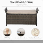 Outsunny 29 Gallon Patio Wicker Storage Bench, Outdoor PE Rattan Patio Furniture - Image 5