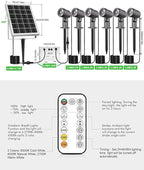 CLY 6 in 1 Solar Spotlights Landscape Outdoor Garden, Solar Spotlights IP66 - Image 7