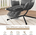 ONBRILL Hanging Egg Chair with Adjustable Footrest & Stand, Wicker Rattan Swing - Image 2