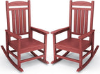 KINGYES Outdoor Rocking Chair Set of 2, High Density Polyethylene Patio Rocking by KINGYES