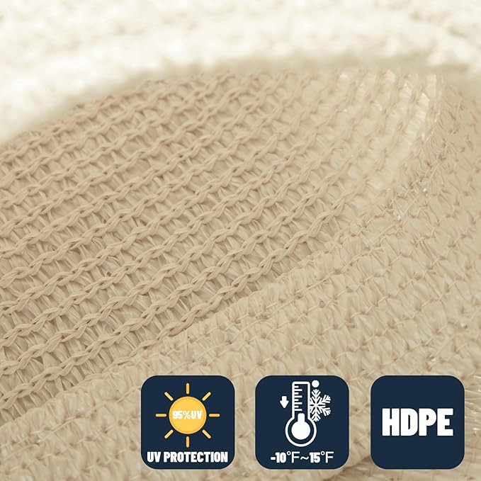 SUNNY GUARD Custom Size 15'x18'x18' Triangle Butter Cream UV Block Sunshade - Image 4